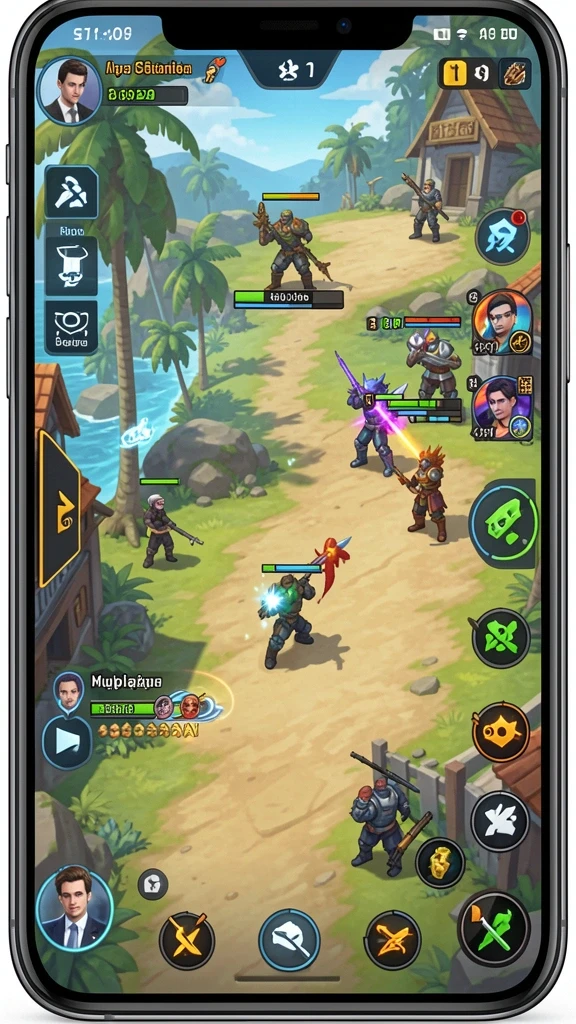 Screenshot dengan karakter unik dalam aksi.