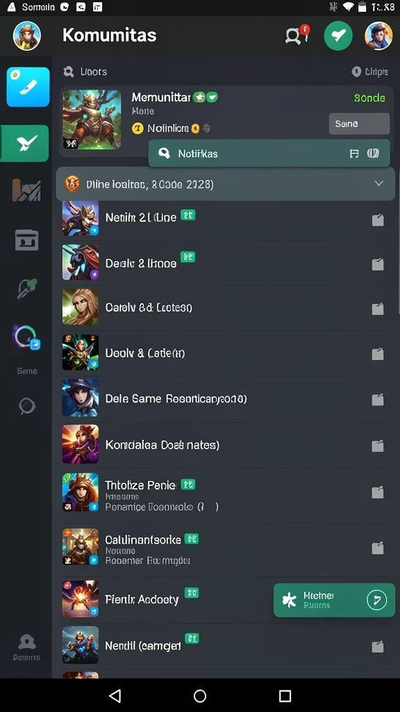 Screenshot memperlihatkan fitur sosial untuk berinteraksi dengan teman.