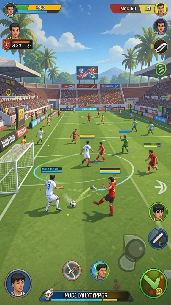 Visualisasi interaksi antar pemain dalam mode multiplayer.