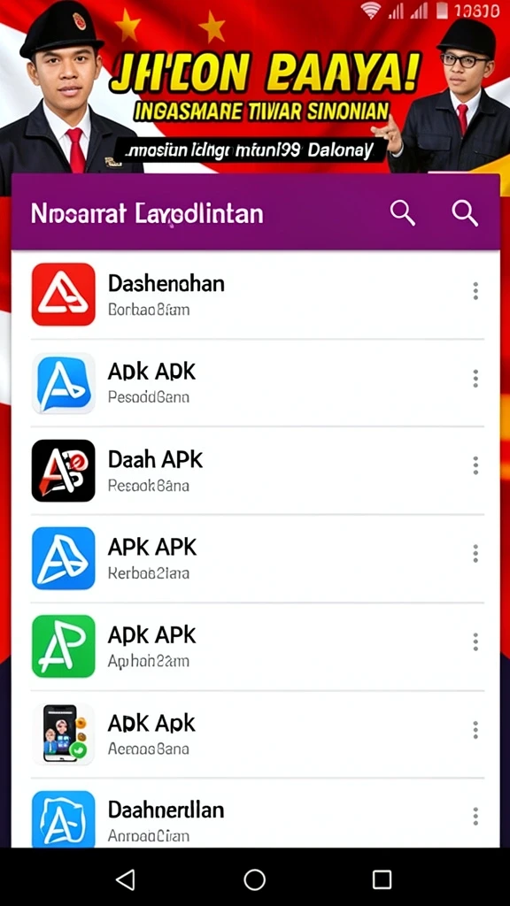 Screenshot menunjukkan berbagai karakter siap bertarung.